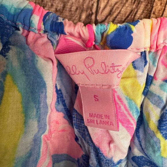 Lilly Pulitzer Top Sain Sunset The Sunny Side Off Shoulder Small Tropical Resort - Picture 5 of 8